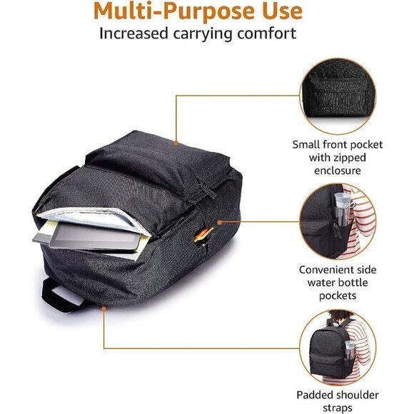 Amazon Basics Classic School Backpack - Black - Picture 4 of 9